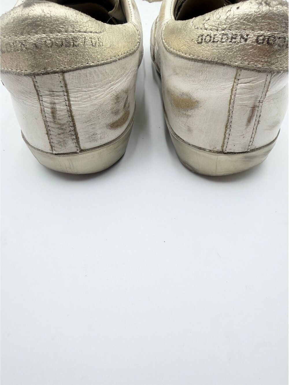 Golden Goose Superstar White Leather Gold Heel Distressed Sneakers Size 36 US 6 - Picture 7 of 10